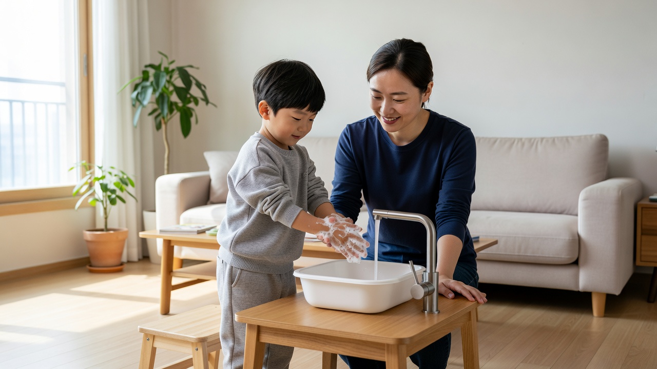 서울 미취학 아동 감기 예방 실내 활동을 하는 아이