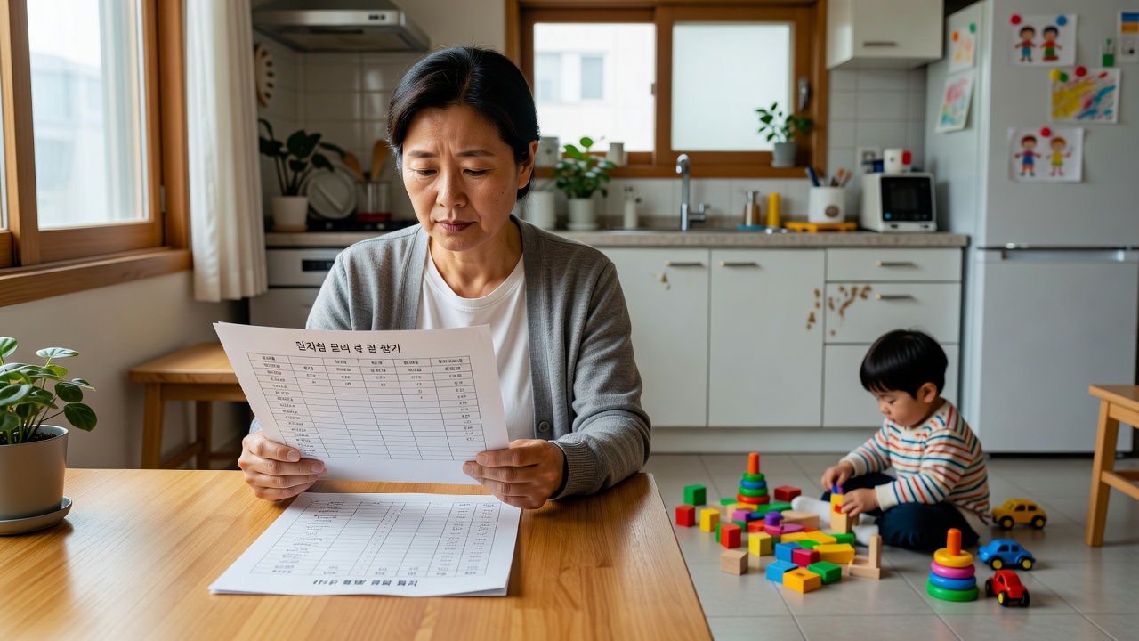서울 미취학 아동 하루 돌봄 비용의 기본 구성을 보여주는 가정 장면