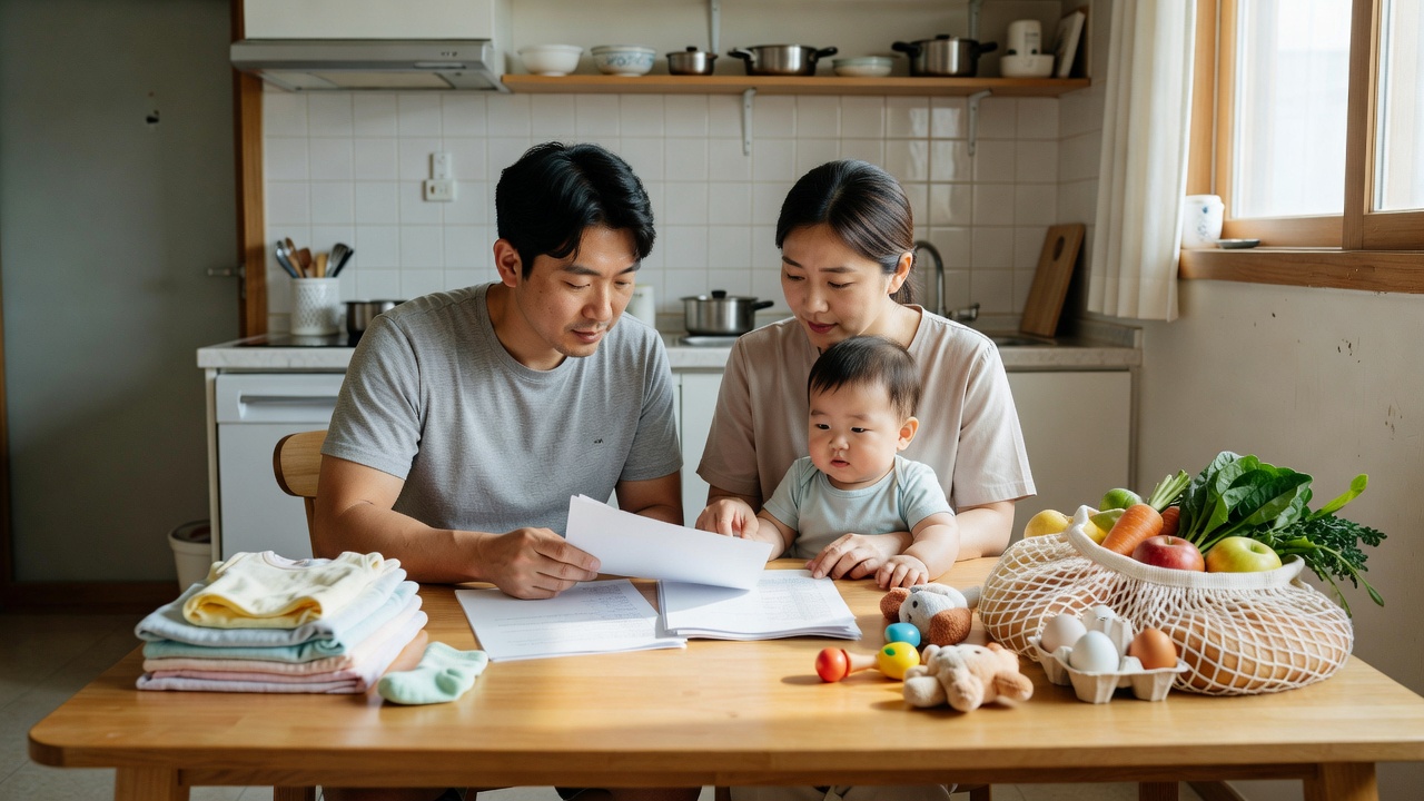 서울 육아 예산 기본 규모와 배분 비율을 확인하는 가정 장면