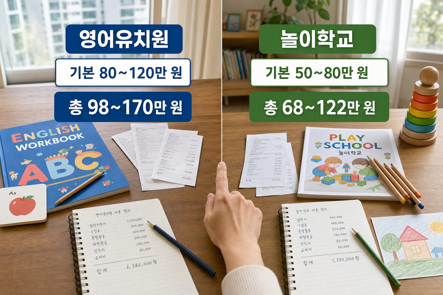 서울 미취학 아동 영어유치원 놀이학교 비용 비교 2025