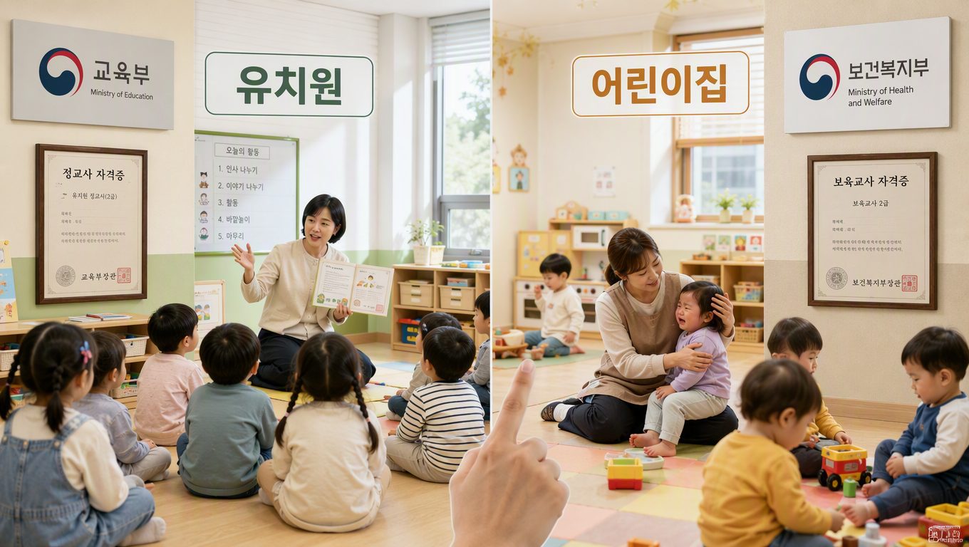 유치원 어린이집 차이: 소속 부처와 교사 자격증부터